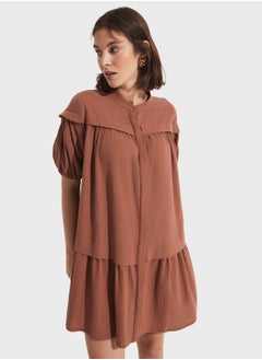 Buy Collar Detail Ruffle Dress in UAE