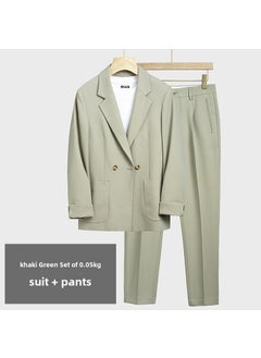 Buy Japanese Casual Suit Set Loose Fit Green [Set]] in Saudi Arabia