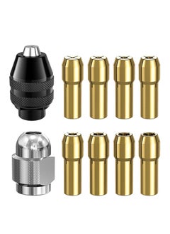 اشتري Drill Chuck Collet Set for Dremel, 1/32" to 1/8" Replacement 4486 Drill Keyless Bit Chuck Shank Rotary Tool Quick Change Adapter with Replacement 4485 Brass Quick Change Rotary Drill Nut Tool Set في السعودية