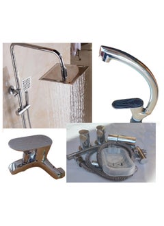 Buy Washbasin mixer + bathtub mixer + 2*1 heavy duty nickel stainless steel ruler in Egypt