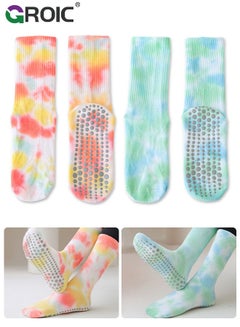 اشتري 2 Pairs Yoga Socks for Women with Grips, Pilates Socks, Barre Socks ,Women's Non-Slip Grip Toe Socks في الامارات
