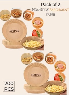 Buy Pack of 2 Disposable Non Stick Parchment paper Plates for Air Fryer and Serving in UAE