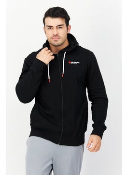 اشتري Men hooded Neck Graphic Print Long Sleeves Sweatshirt, Black Combo في الامارات