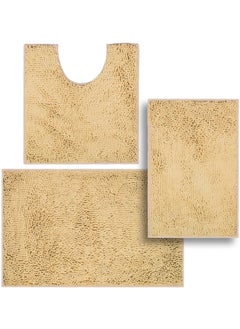 Buy Tycom Bathroom Rugs Bath Mat Non Slip Fluffy Soft Plush Microfiber Shower Carpet Rug Washable Non-Slip Carpet Mat for Bathroom Floor 50 By 80 CM Long 3 Packs Beige. in UAE