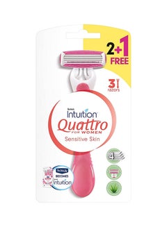 Buy Quattro Disposable Razor For Women, 2+1 Pack Sensitive Skin in UAE