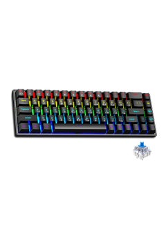 Buy Arabic & English Wired Gaming Keyboard,68 Keys Blue Switches Mechanical Keyboard for Office Gaming Black in UAE