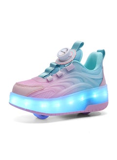 Buy Unisex Kids Roller Skates Shoes USB Charging, Girls Boys LED Roller Skate Shoes with Double Wheels Retractable Technical Skateboarding in Saudi Arabia