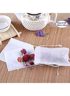 Buy 100 Pack Disposable Drawstring Tea Infusers Tea Filter Bags For Loose Tea Herbs Spice Bouquet Garni Potpourri Bags 3.93" X 5.9" /10 X 15Cm in UAE