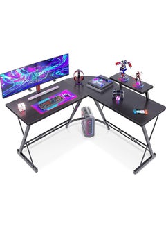 Buy L-Shaped Desk Computer Corner Table 51 Inch Home Gaming Desk Office Writing Workstation With Large Monitor Stand Space-Saving Easy To Assemble 51X18.2X29.5 Inch Black in Saudi Arabia