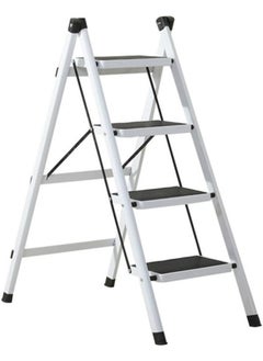 Buy Portable folding 4 step ladder with extra wide anti-slip heavy duty steel pedal in Saudi Arabia