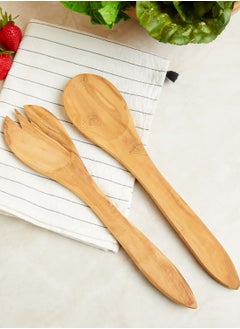 Buy Kora Olive Wood Flat Salad Servers in UAE