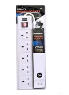 Buy White multifunctional power socket 5 meters in Saudi Arabia