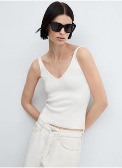 Buy V Neck Ribbed Crop Top in UAE