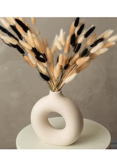 Buy Off White  Donut Vase Ceramic Vase For Pampas Grass Living Room Bedroom Accessories Dried Flower Vase Room Decoration Boho Vase Decorative Small Floor Table Ornaments Modern Home Decor Matte Round Vase in Egypt