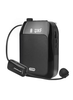 اشتري Portable Voice Speaker Amplifier for Teachers with Wireless Microphone Headset Waistband Rechargeable Personal BT Speaker Support Music Recording FM Radio في السعودية