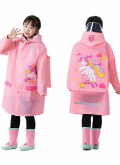 اشتري Kids Rain Poncho, Children's raincoats, Kids Raincoat Girls Boys Reusable Rain Poncho Jacket, Waterproof Jacket with Hood Toddler Rainwear Rain Coat (Unicorn M) في الامارات