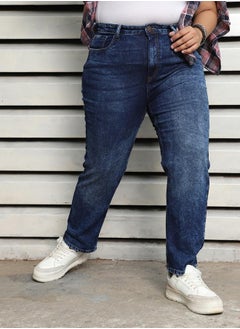 Buy Plus Size Straight Fit High Rise Light Fade Jeans in Saudi Arabia