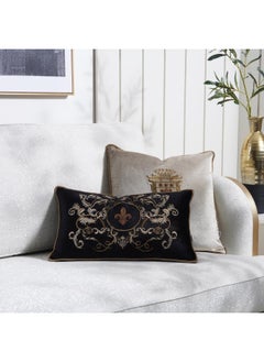 Buy Royalty Embroidered Filled Cushion 30X50cm - Black in UAE