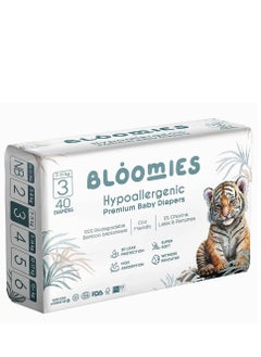 Buy Bloomies Premium Baby Diapers with wetness indicator | Eco-friendly and Hypoallergenic Nappies Made with 100% Bamboo | Nappies Size 3 for babies 6-11kg x 40pcs in UAE