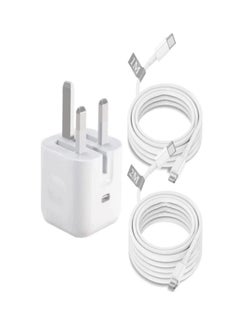 اشتري iPhone PD Fast Charger, 20W 3.0 USB C Wall iPhone Charger Plug With 1M+2M Fast Charging Cable,PD 20W USB C Fast Charger Cable and Plug for iPhone 14/13 /12/11 Series/XR/XS/X/8/pad في الامارات