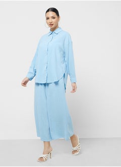 Buy Button Down Shirt & Wide Leg Pant Set in UAE