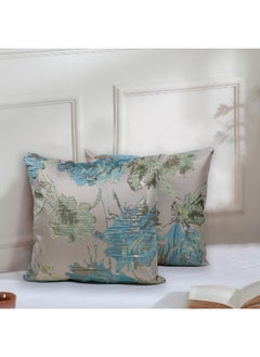 Buy Golden Blooms Beige 16x16 Inch Decorative Cushion & Cushion Cover-Set of 2 in UAE