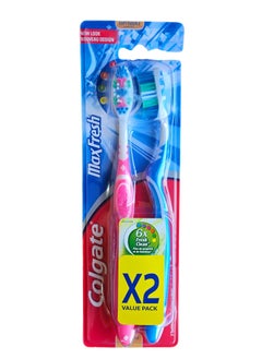 Buy Colgate Max fresh Tooth Brush Medium Multicolor pack of 2 in Saudi Arabia