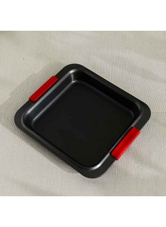 Buy Bake Me Happy Square Pan With Silicone Handle Carbon Steel 0.8Mm 29.5X27X4Cm in UAE