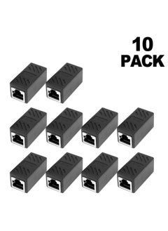 اشتري RJ45 Coupler, 10 Pack in Line Coupler Cat7/ Cat6/ Cat5e Ethernet Cable Extender Adapter Female to Female, Network Cable Coupler Female to Female (Black) في الامارات