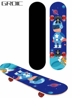 اشتري Skateboards Four-Wheel Skateboard Medium Size Board Space Theme Colorful Double-Sided Pattern for Beginner Skateboard or Kids Youth في الامارات