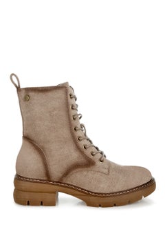 Buy Lace Up High Ankle Boots in Taupe in UAE