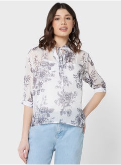 Buy Neck Tie Printed Top in UAE