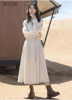 اشتري Women Elegant Casual Summer Spring Long Dress Button Down Front Long Sleeve Maxi Dress Long Cardigan Cover Ups Shirt Dresses With Belt في السعودية