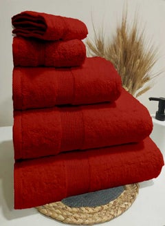 اشتري Plain cotton towel - color: Red - model R12, 100% cotton. في مصر