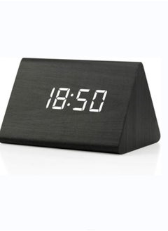 Buy Led black Wood White Triangle Alarm Clock Creative electronic Clock Digital Clock Thermometer Bedside Clock, Equipped with Battery, Data Cable in UAE