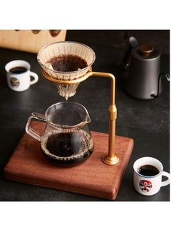 Buy Adjustable Pour Over Filter Coffee Dripper Station with Wooden Base Stand in Saudi Arabia