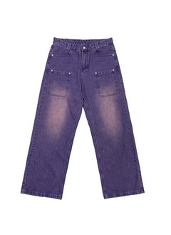 اشتري 2023 Purple Denim High Street Retro Hip Hop Mens Jeans Purple في السعودية