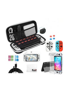 Buy Carrying Case for Nintendo Switch OLED , 12 PCS Set Portable Travel Carry Case Include Screen Protector, Protective Cover Case, Data Cable, Thumb Grip Caps(Black) in UAE