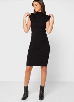 Buy High Neck Knitted Bodycon Dress in Saudi Arabia