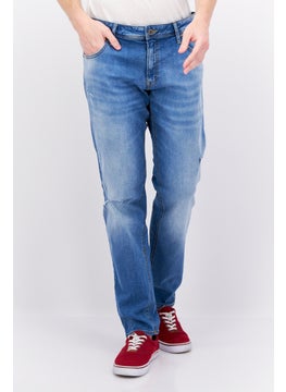 Buy Men Regular Fit Rip Stretchable Denim Jeans, Wash Blue in UAE