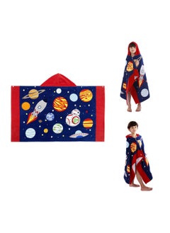 Buy Toddler Beach Towel Kids Hooded Colorful Beach Towel 100% Cotton Beach Towels for Boy Girl Shower Beach Pool Child Cover ups 50"x30" Large Towel Wrap Universe Pattern in Saudi Arabia