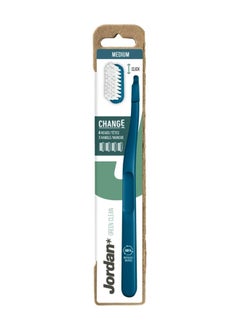 Buy Jordan Green Clean Change Medium Toothbrush Handle + 4 Heads in UAE