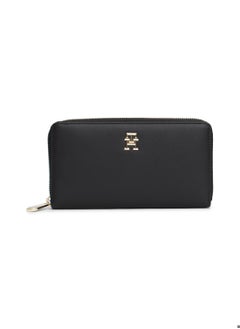 Buy Women's Th Monogram Zip-Around Wallet, Black - Recycled Polyester in UAE