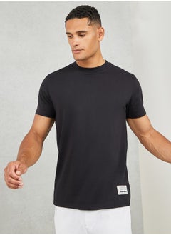 Buy Badge Detail Mock Neck Regular Fit T-Shirt in Saudi Arabia