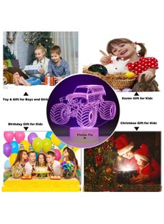 Buy 3D LED Lamp Monster Truck for Boys Night Light for Kids, Soft Light Lamps for Bedrooms with Remote Dimmable 14 Colors Room Decor for 3 4 5 9 10+ Year Old Kids in Egypt