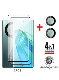 Buy 4 in 1 Full Cover Curved Tempered Glass Screen Protector for Honor X9a with Camera Lens Film in Saudi Arabia