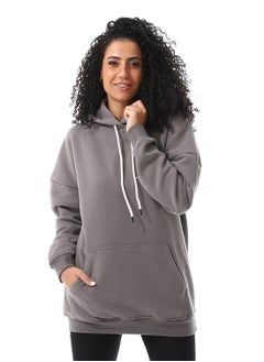 اشتري Slip On Fleeced Oversized Hoodie_Dark Grey في مصر