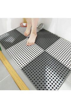 Buy 10PCS Interlocking Rubber Floor Tiles with Drain Holes DIY Size Bathroom Shower Toilet Non-Slip Floo in Saudi Arabia