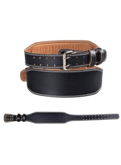 اشتري Adjustable with Buckle Leather Weight Lifting Belt  Extra-wide 4” Padded Lumbar Back Support في السعودية