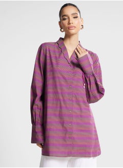 Buy Color Block Button Down Shirt Kurti in UAE